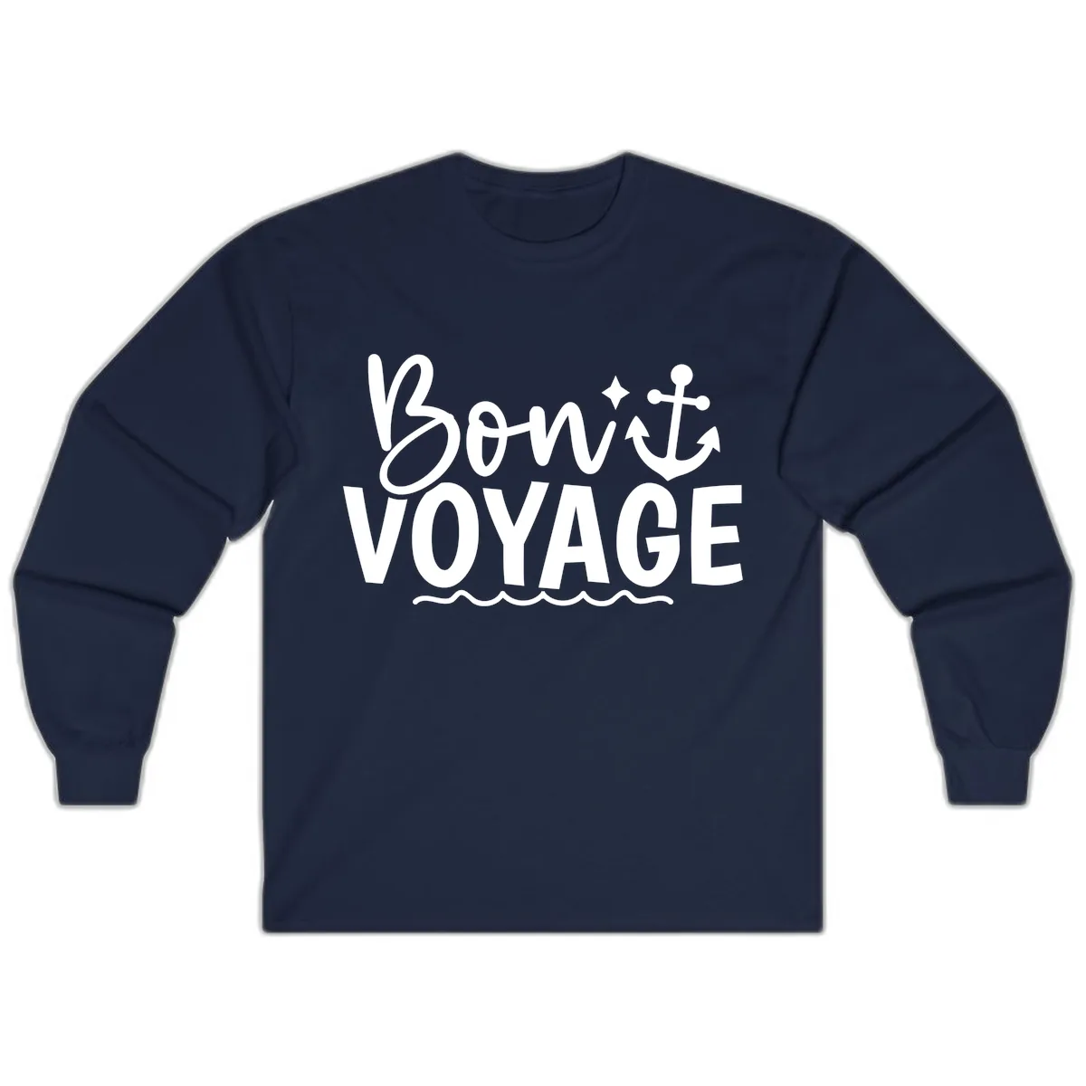 Bon Voyage Anchor And Waves Long Sleeve in Navy