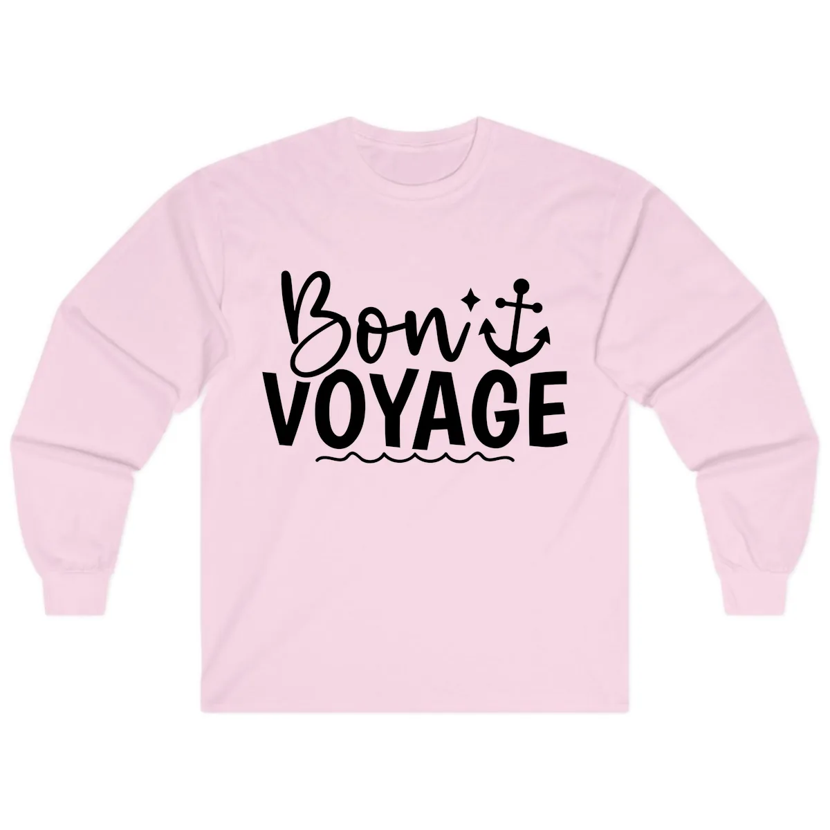 Bon Voyage Anchor And Waves Long Sleeve in Light Pink