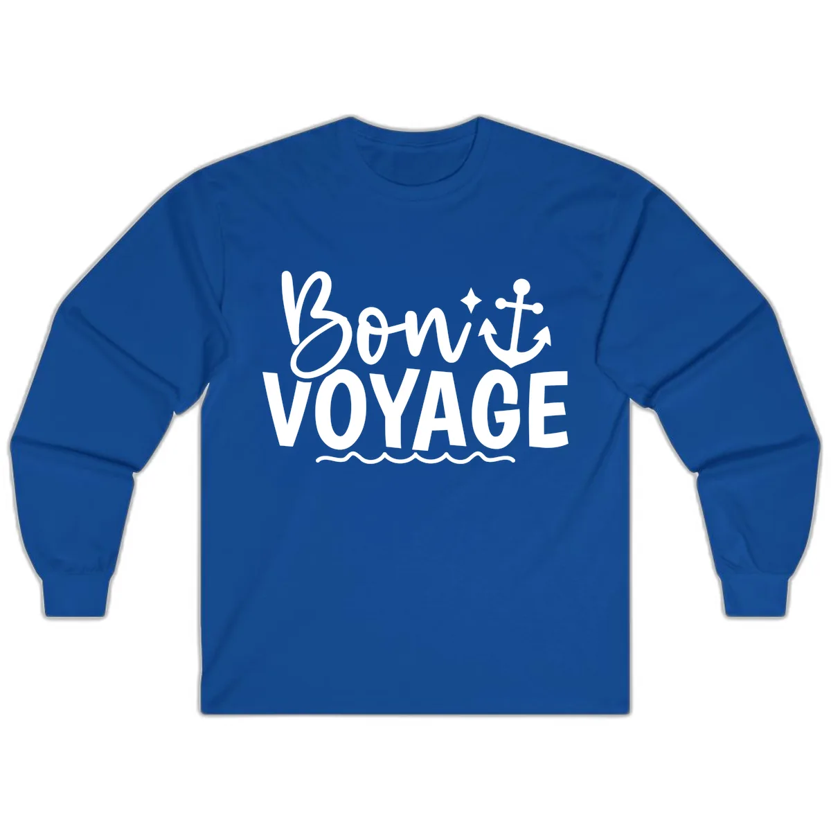 Bon Voyage Anchor And Waves Long Sleeve in Royal