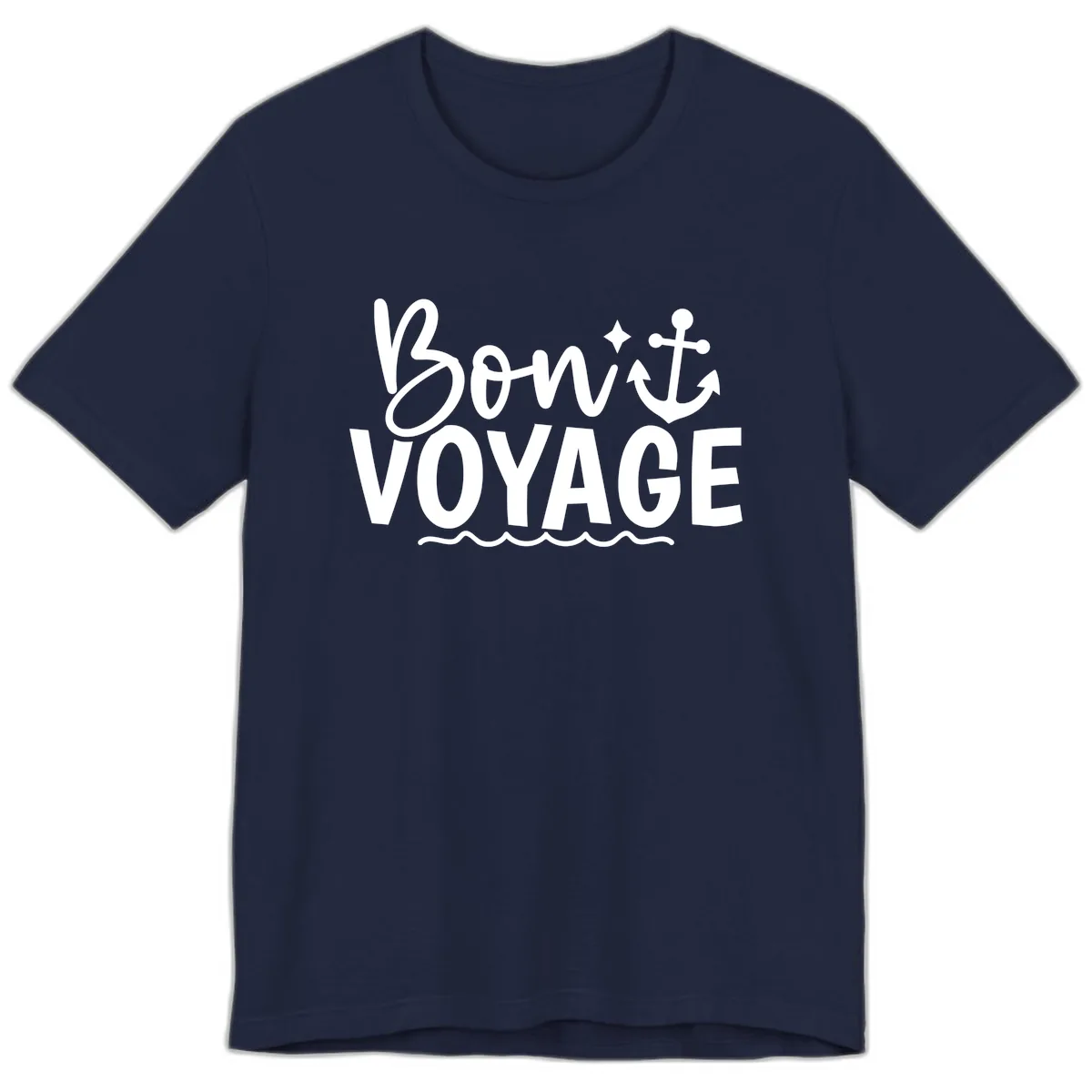 Bon Voyage Anchor And Waves Premium T-Shirt in Navy