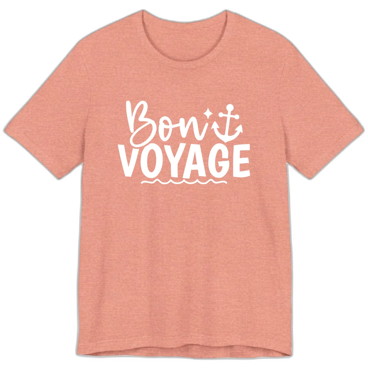 Bon Voyage Anchor And Waves Premium T-Shirt in Heather Sunset