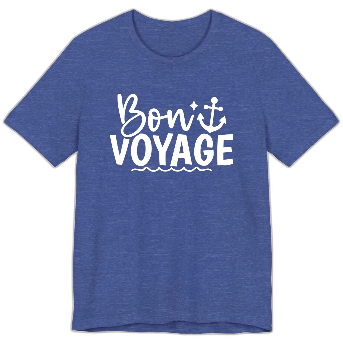 Bon Voyage Anchor And Waves Premium T-Shirt in Heather True Royal