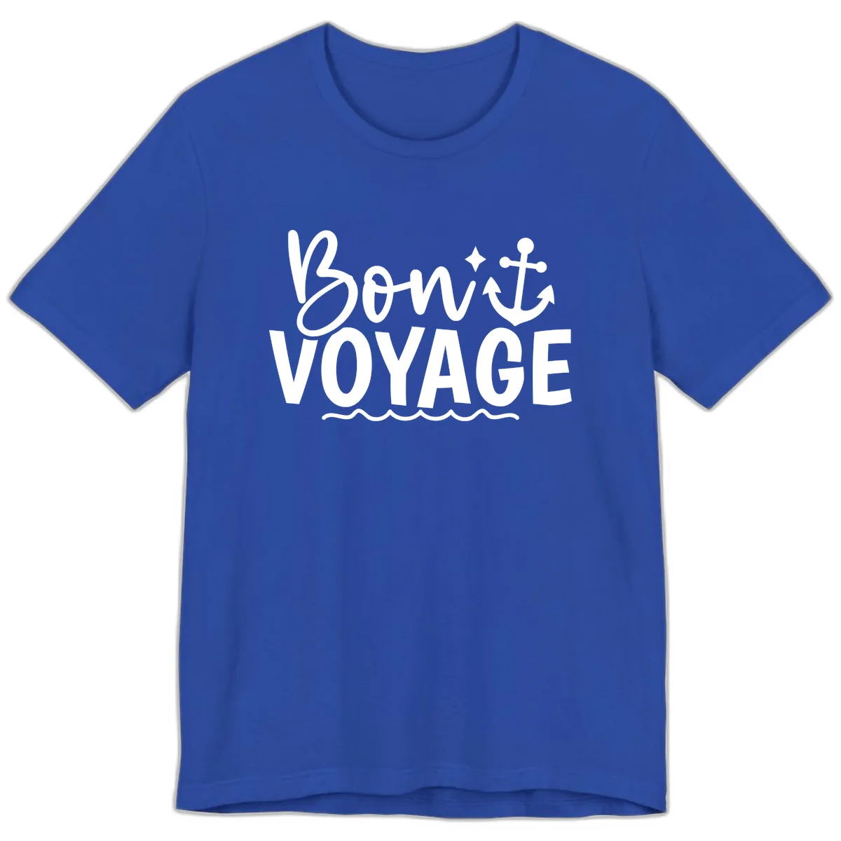 Bon Voyage Anchor And Waves Premium T-Shirt in True Royal