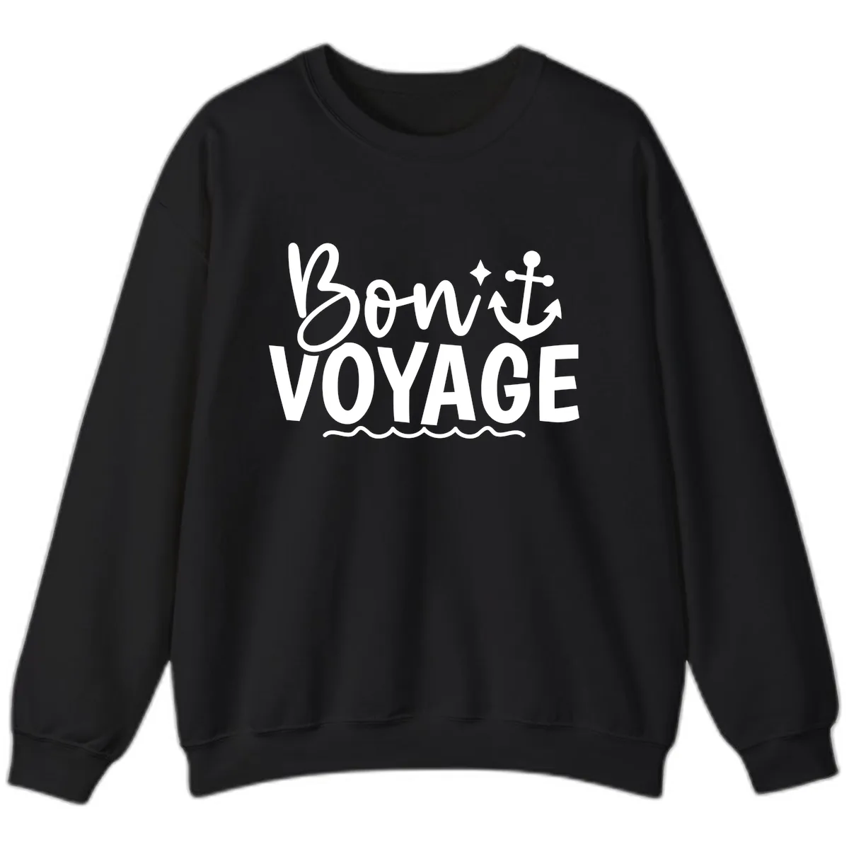 Bon Voyage Anchor And Waves Sweatshirt in Black