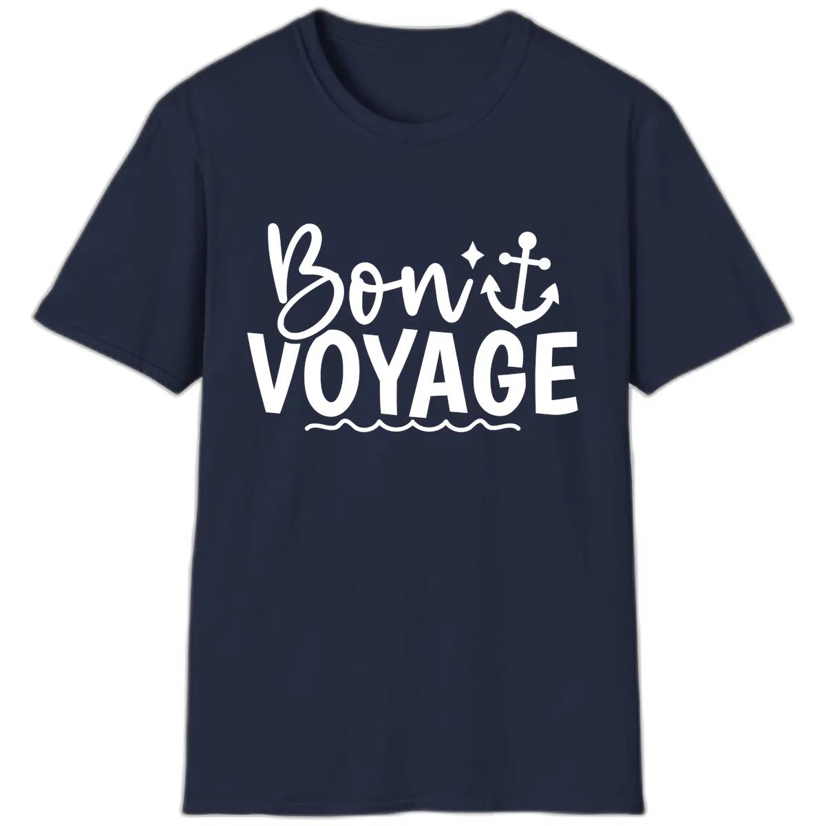 Bon Voyage Anchor And Waves T-Shirt in Navy