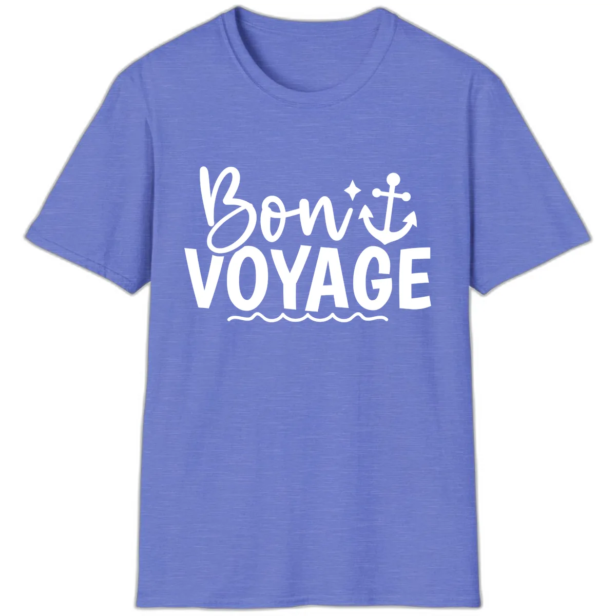 Bon Voyage Anchor And Waves T-Shirt in Heather Royal