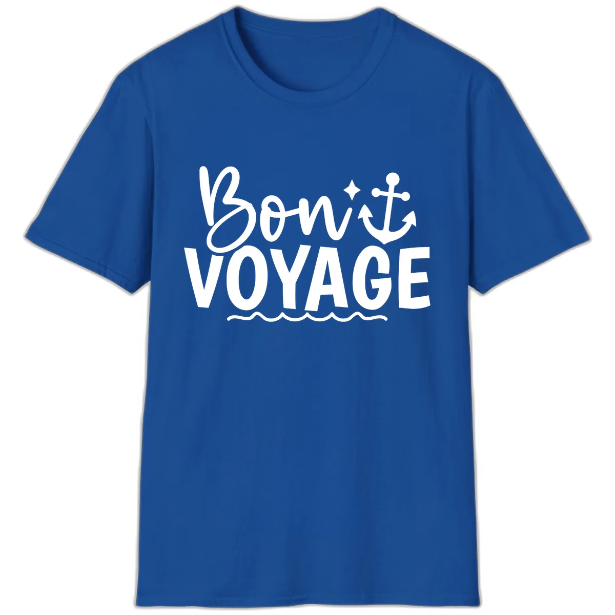 Bon Voyage Anchor And Waves T-Shirt in Royal