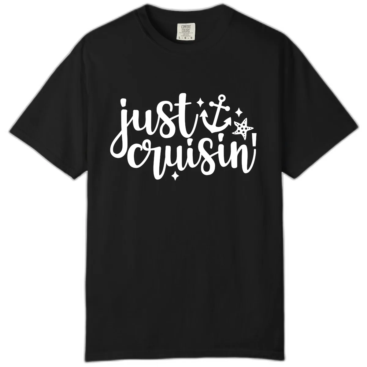 Just Cruisin' Anchor and Starfish Design Comfort Color in Black