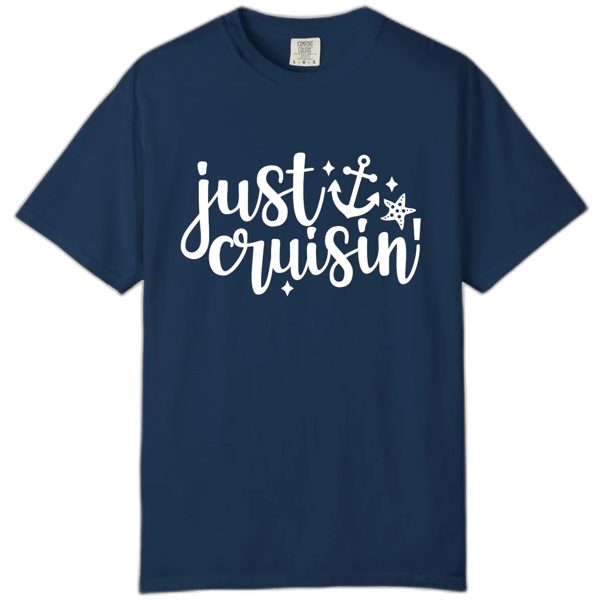 Just Cruisin' Anchor and Starfish Design Comfort Color in Navy