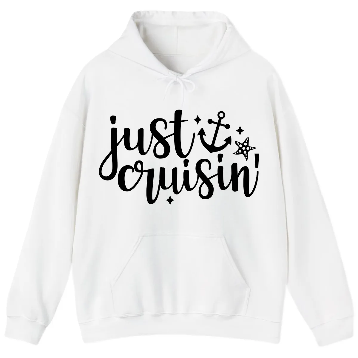 Just Cruisin' Anchor and Starfish Design Hoodie in White