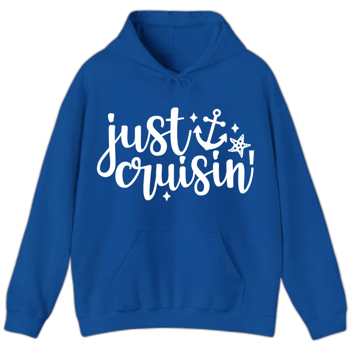 Just Cruisin' Anchor and Starfish Design Hoodie in Royal
