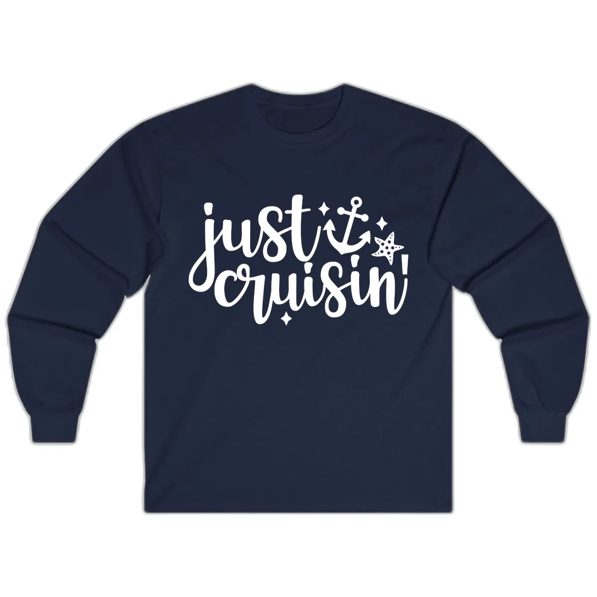 Just Cruisin' Anchor and Starfish Design Long Sleeve in Navy