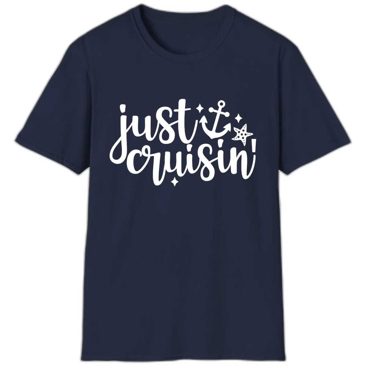 Just Cruisin' Anchor and Starfish Design T-Shirt in Navy