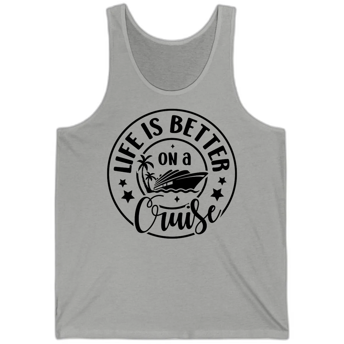 Life Is Better On A Cruise Badge Tank in Athletic Heather