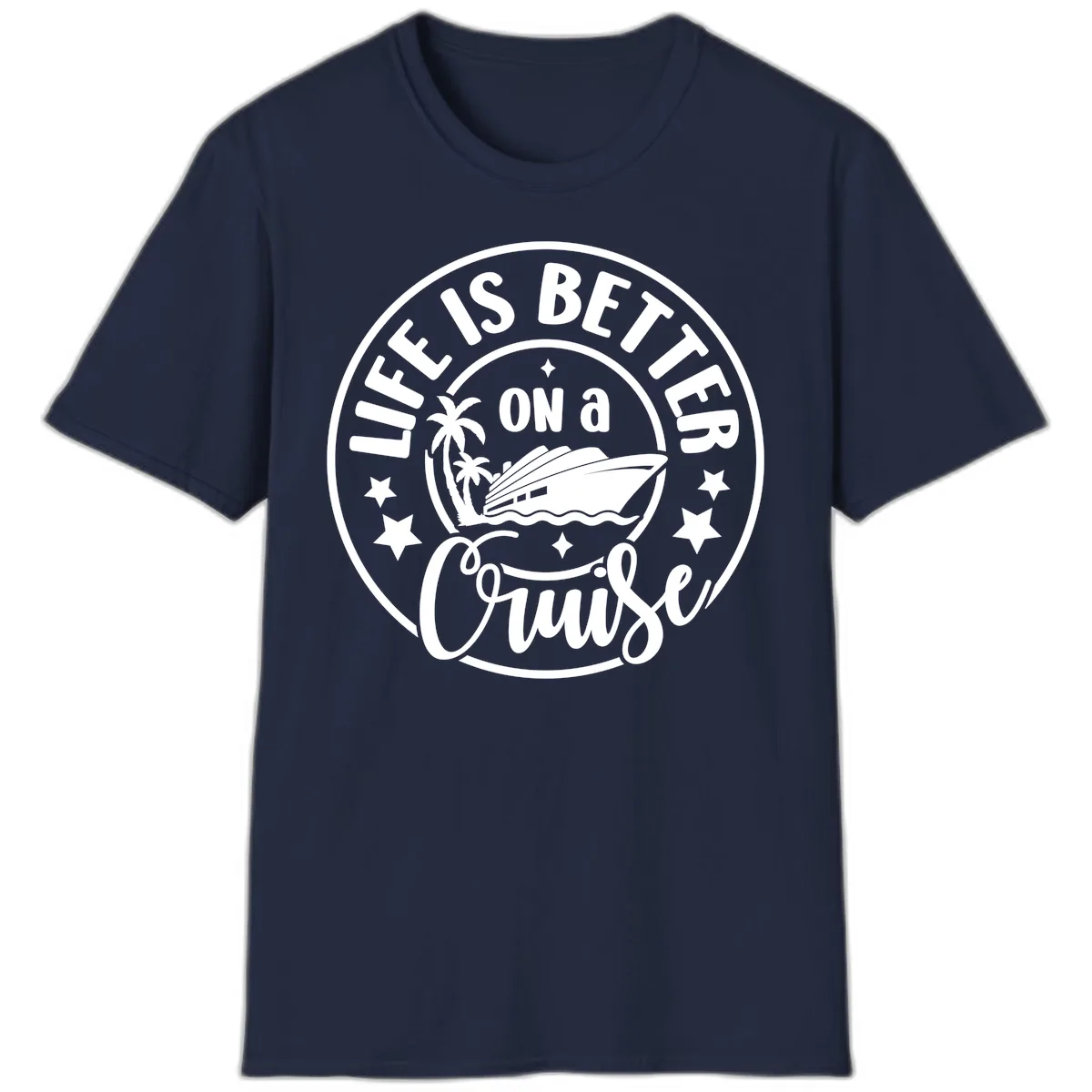 Life Is Better On A Cruise Badge T-Shirt in Navy
