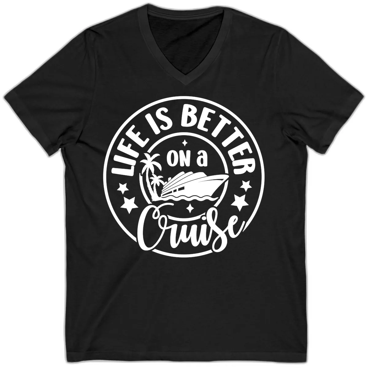 Life Is Better On A Cruise Badge V-Neck in Black