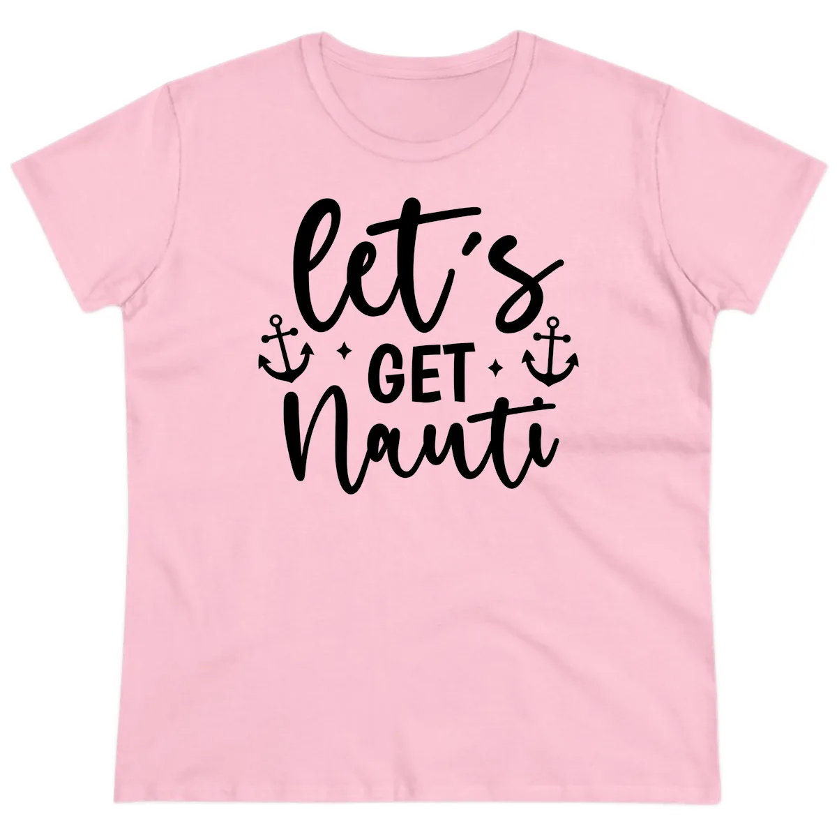 Let's Get Nauti Cruise Design Ladies Tee in Light Pink