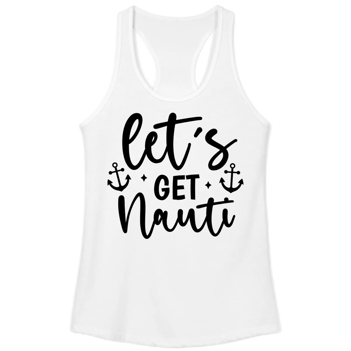 Let's Get Nauti Cruise Design Ladies Tank in White