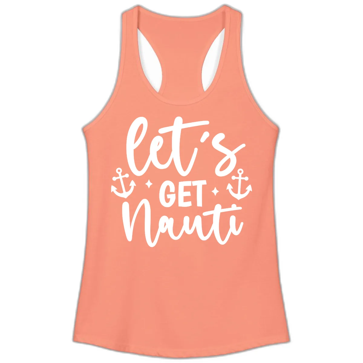 Let's Get Nauti Cruise Design Ladies Tank in Solid Light Orange