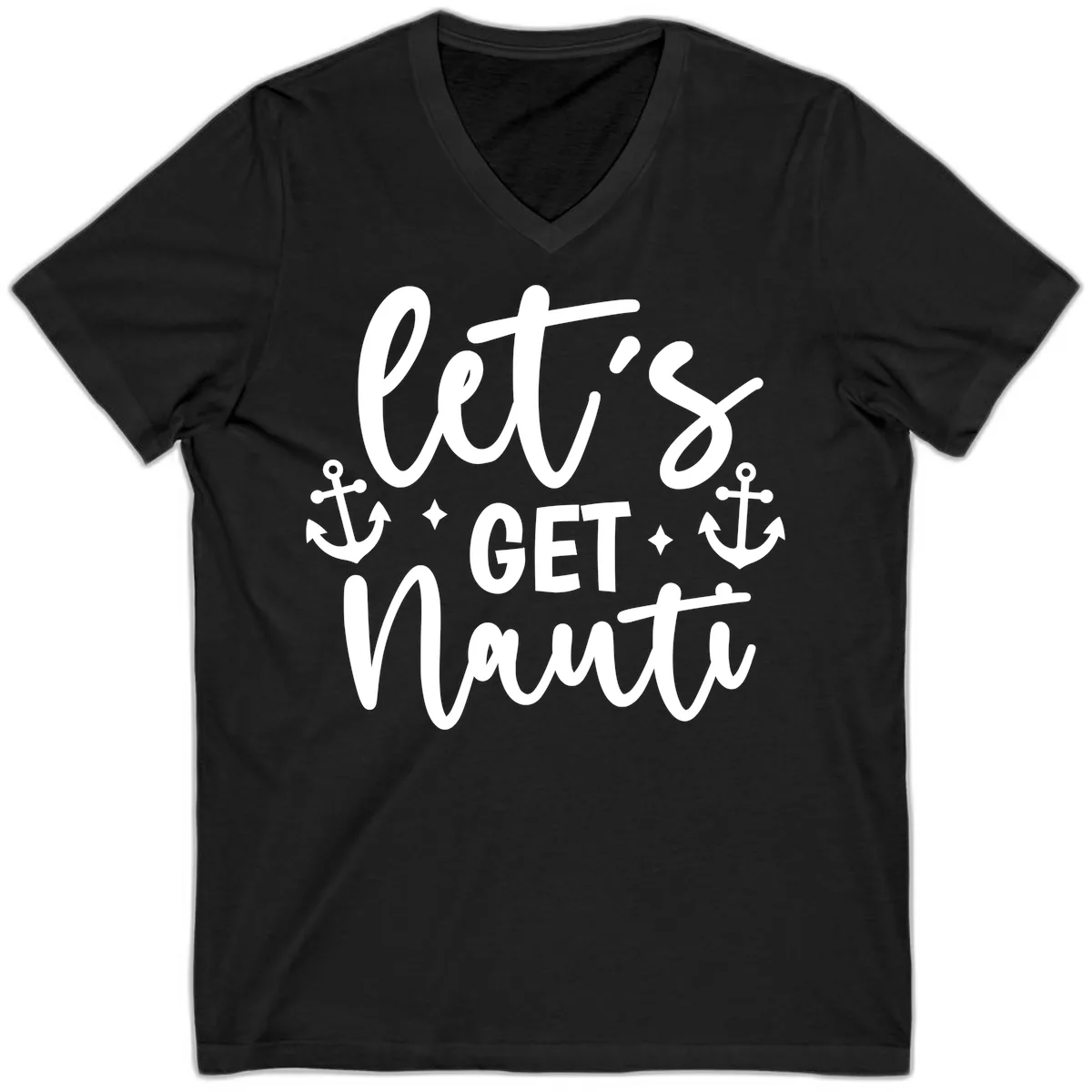 Let's Get Nauti Cruise Design V-Neck in Black