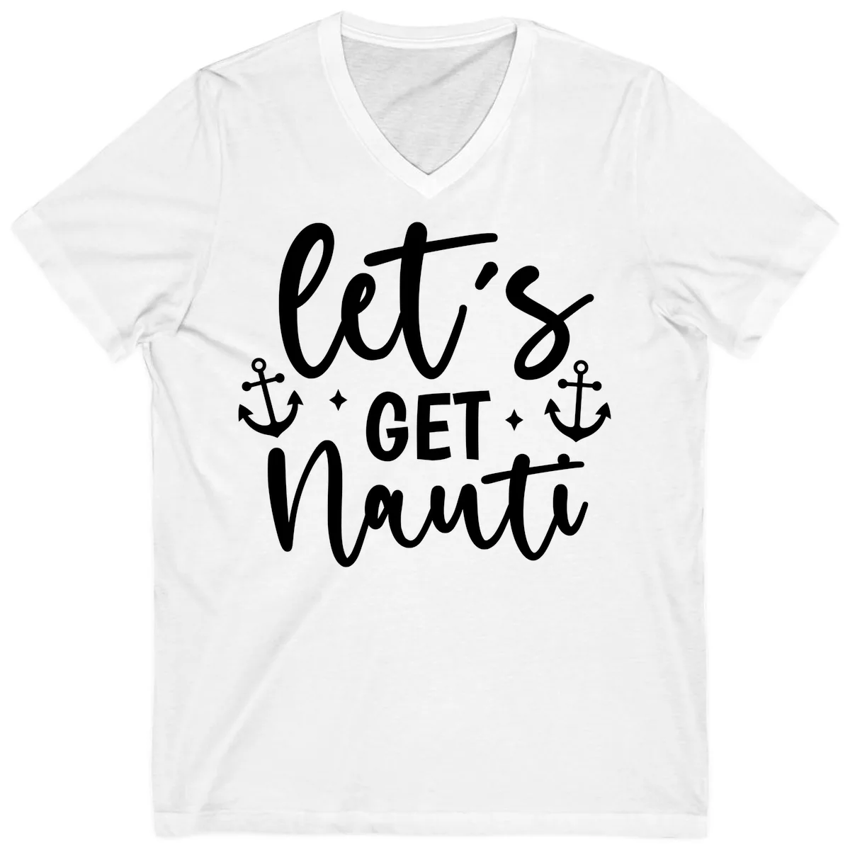 Let's Get Nauti Cruise Design V-Neck in White