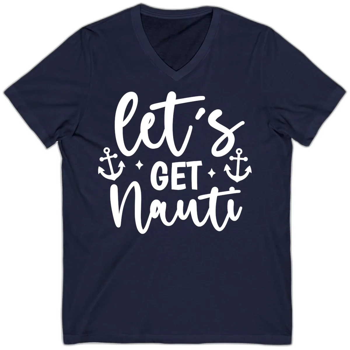 Let's Get Nauti Cruise Design V-Neck in Navy