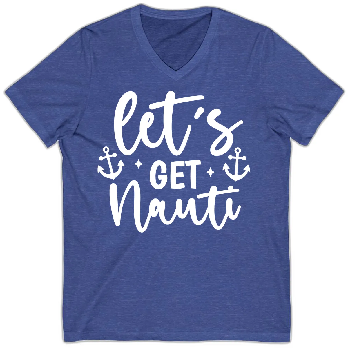 Let's Get Nauti Cruise Design V-Neck in Heather True Royal