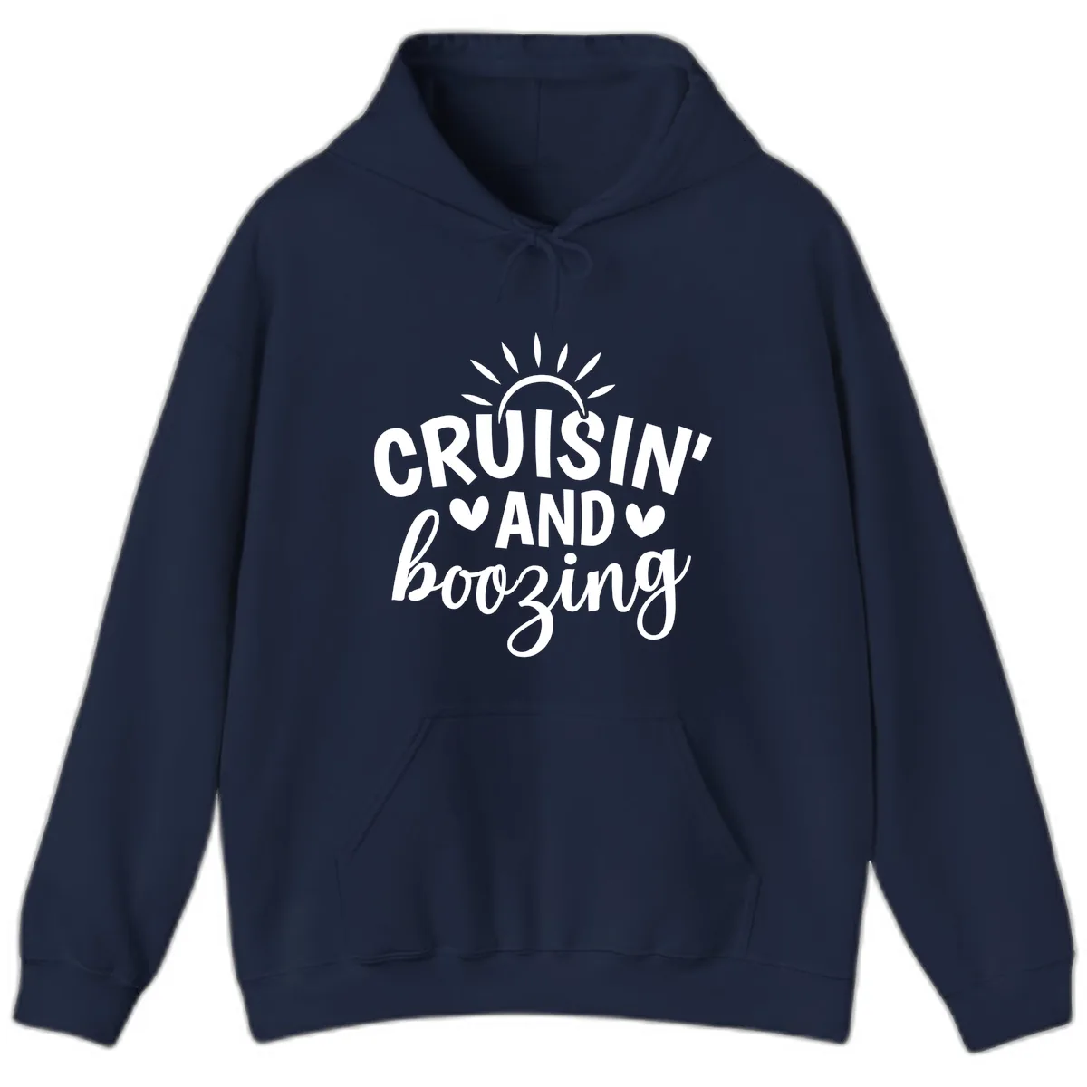 Cruisin And Boozing Sun Design Hoodie in Navy