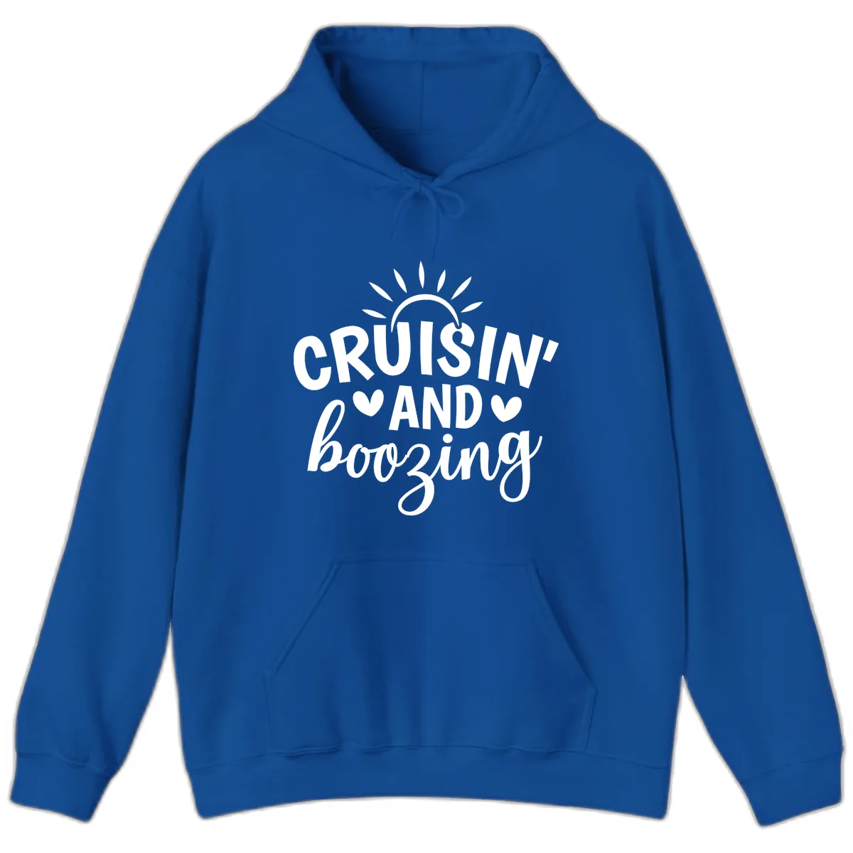 Cruisin And Boozing Sun Design Hoodie in Royal