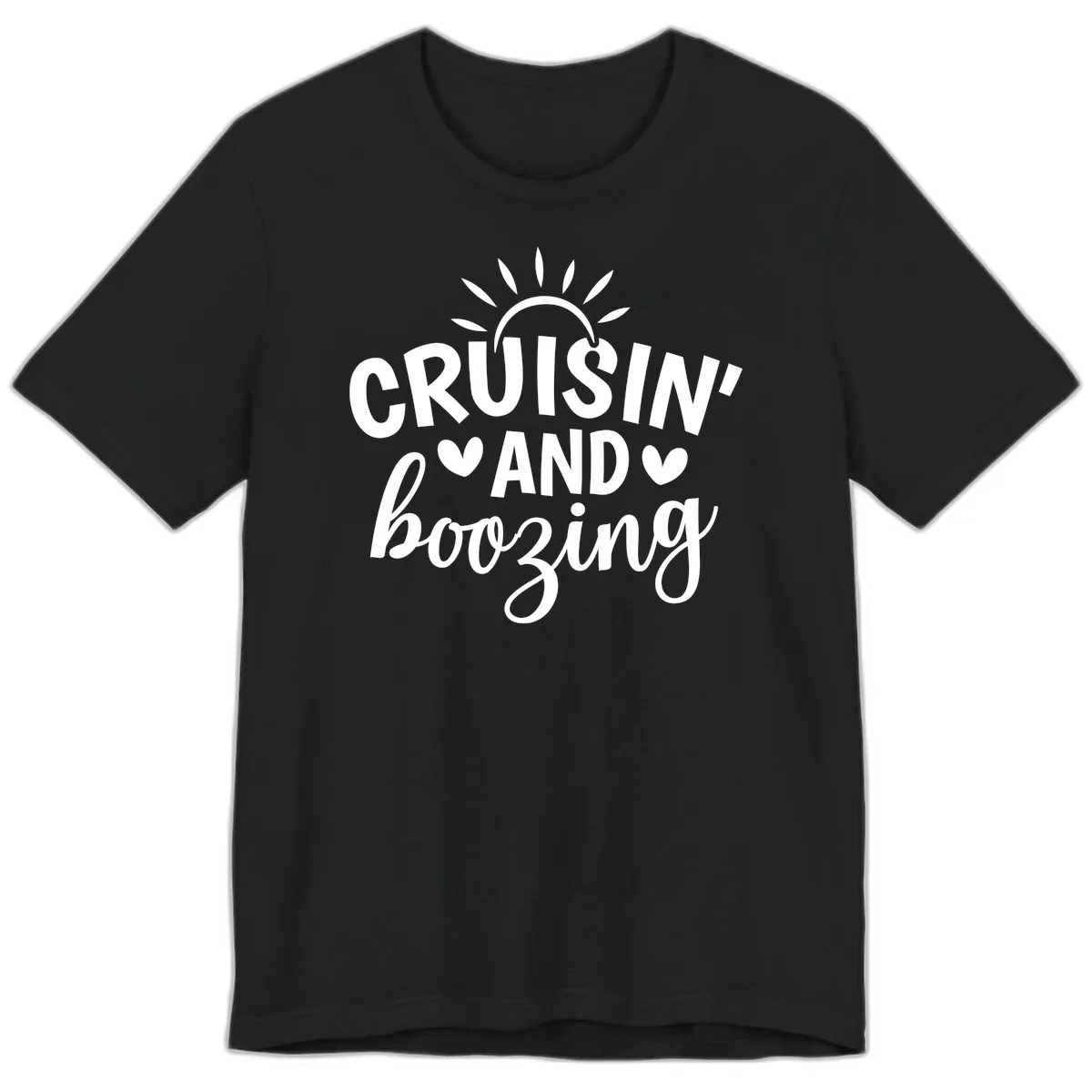 Cruisin And Boozing Sun Design Premium T-Shirt in Black