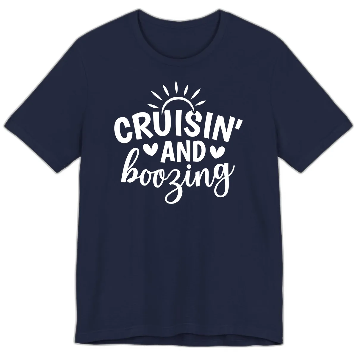 Cruisin And Boozing Sun Design Premium T-Shirt in Navy