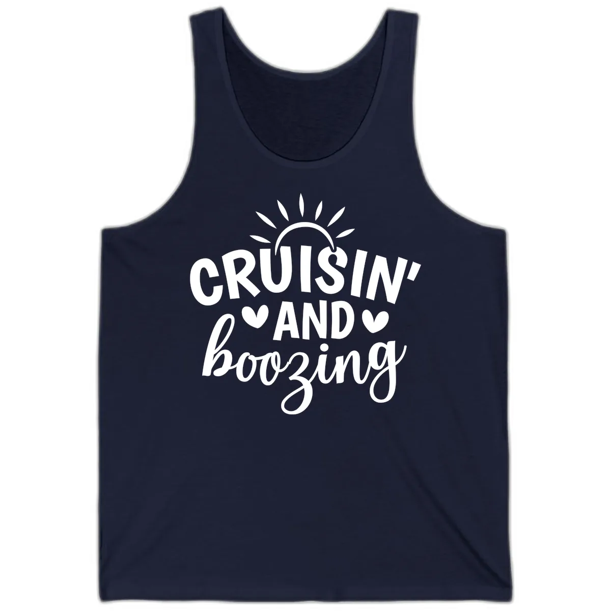 Cruisin And Boozing Sun Design Tank in Navy