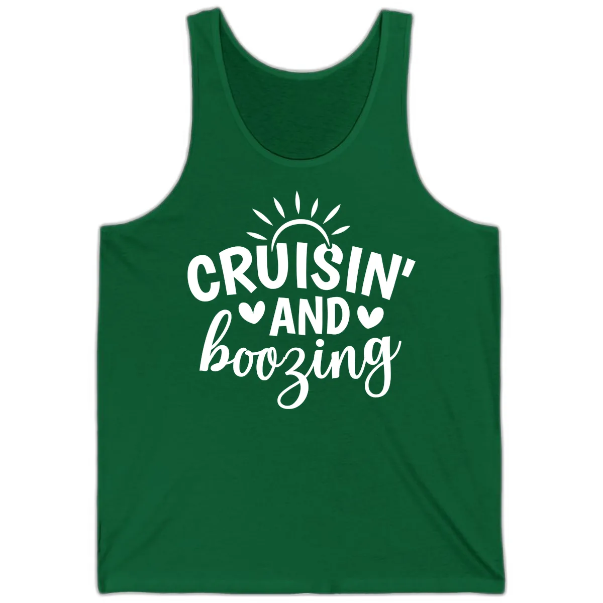 Cruisin And Boozing Sun Design Tank in Kelly