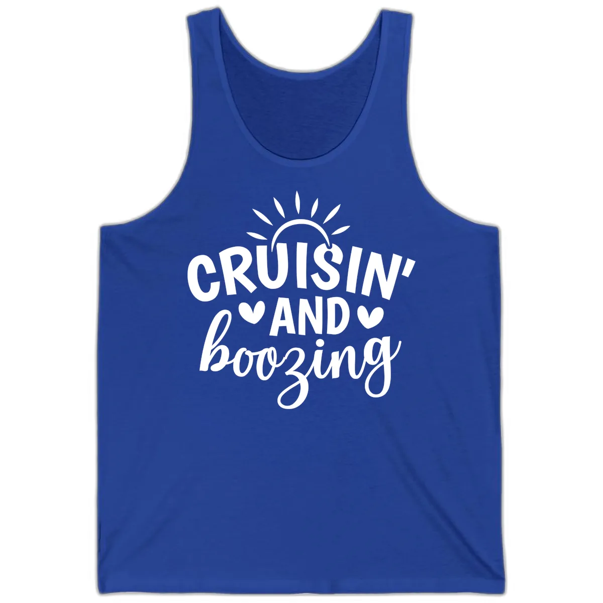 Cruisin And Boozing Sun Design Tank in True Royal