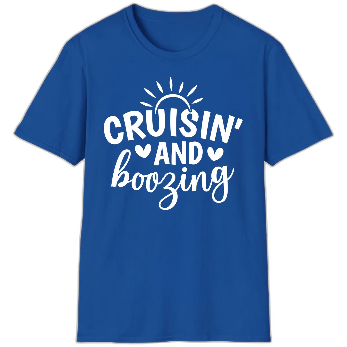 Cruisin And Boozing Sun Design T-Shirt in Royal