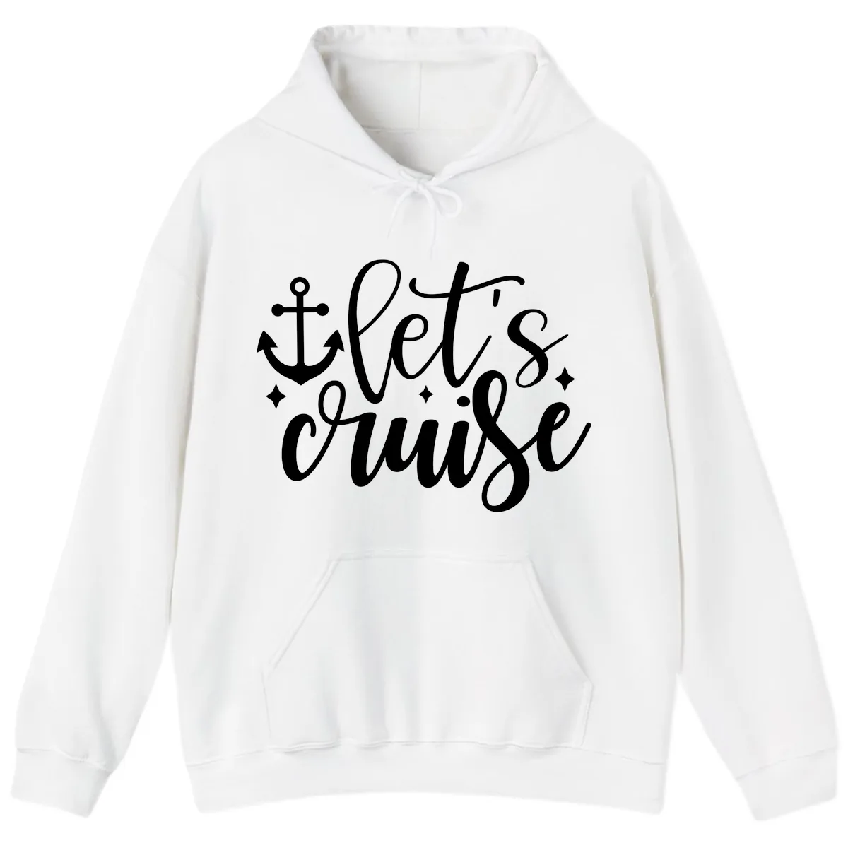 Let's Cruise Anchor Design Hoodie in White