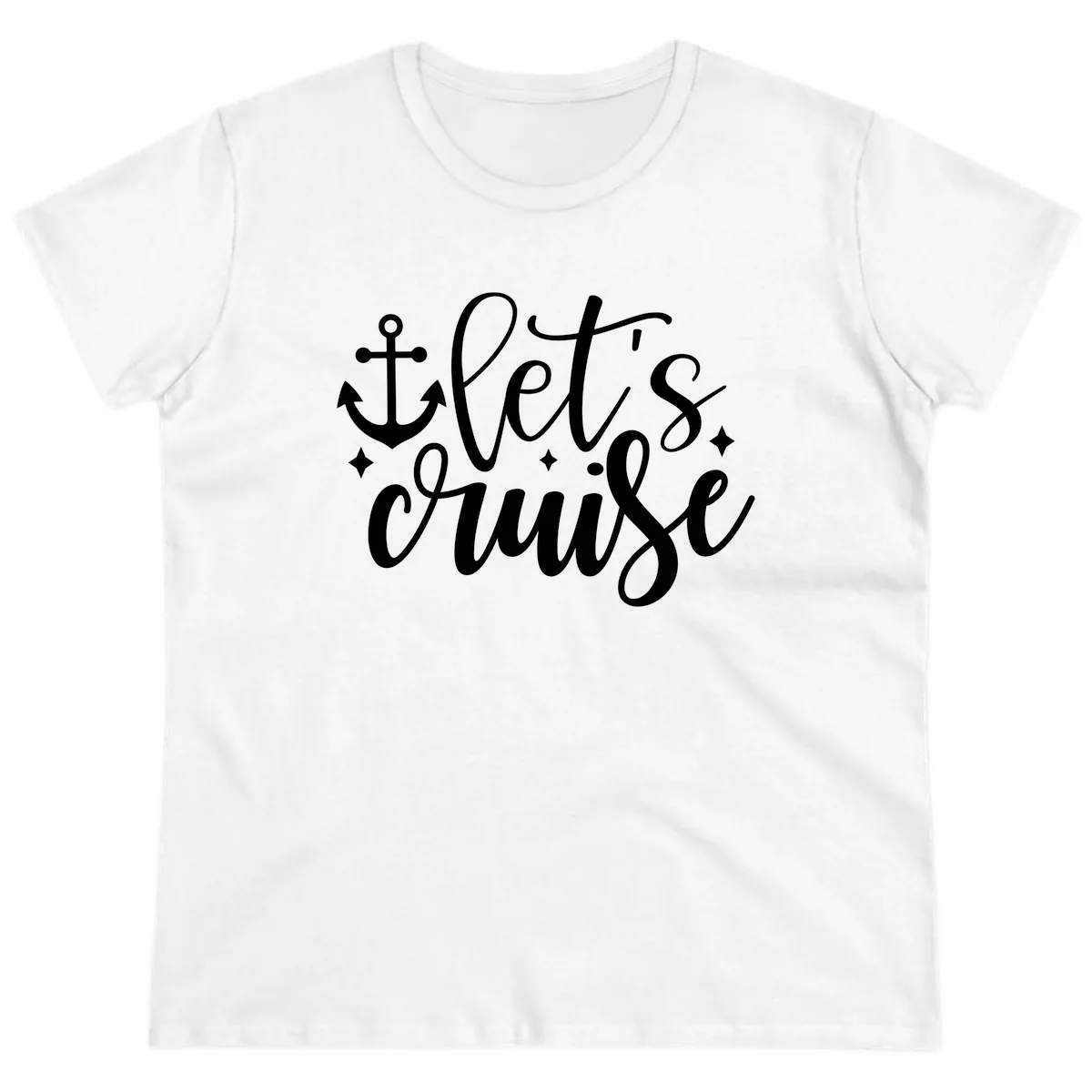 Let's Cruise Anchor Design Ladies Tee in White