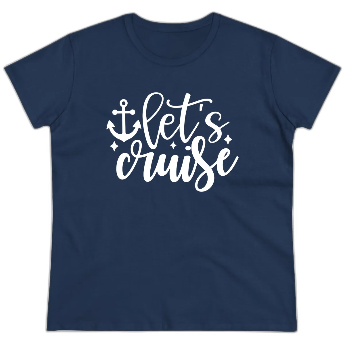 Let's Cruise Anchor Design Ladies Tee in Navy