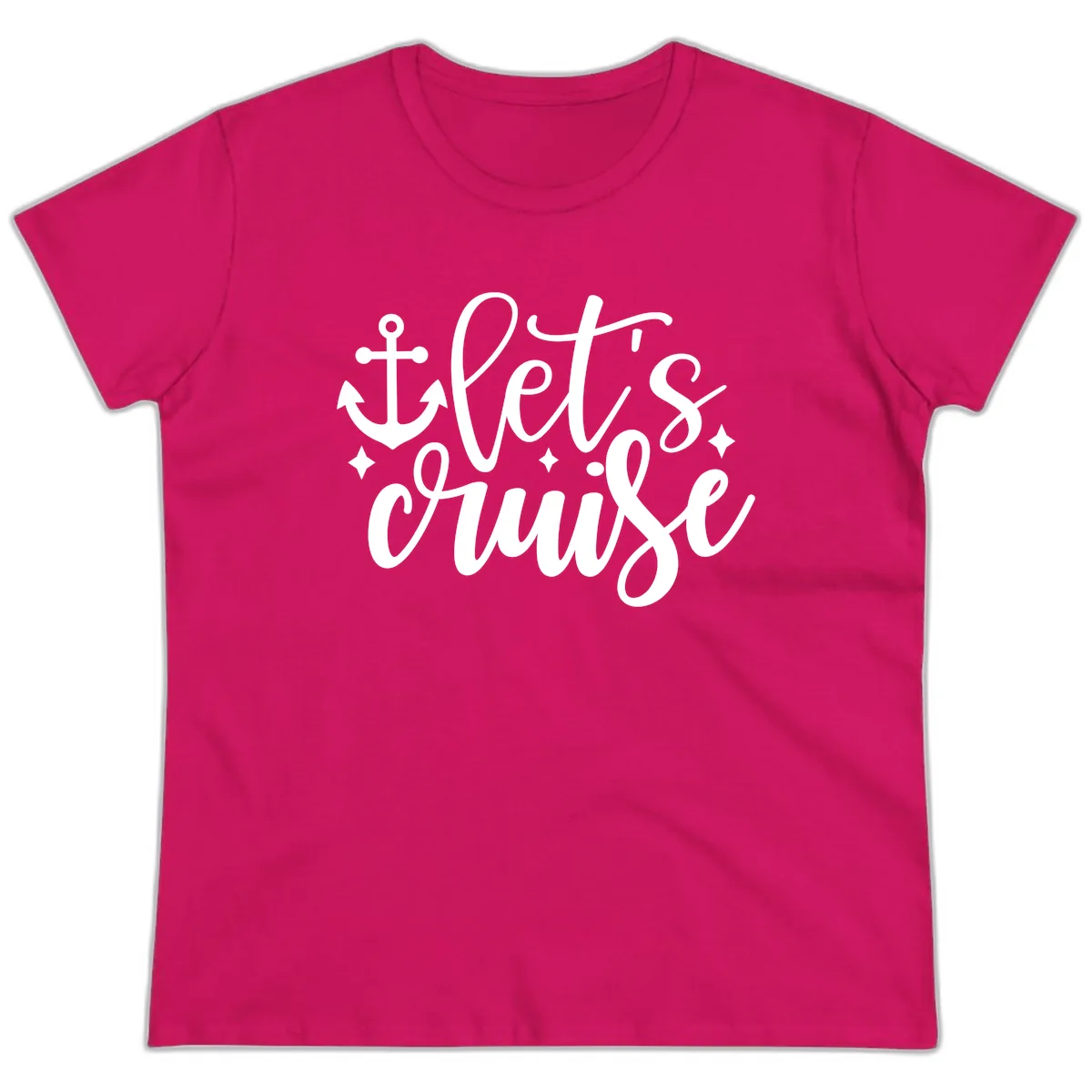Let's Cruise Anchor Design Ladies Tee in Heliconia