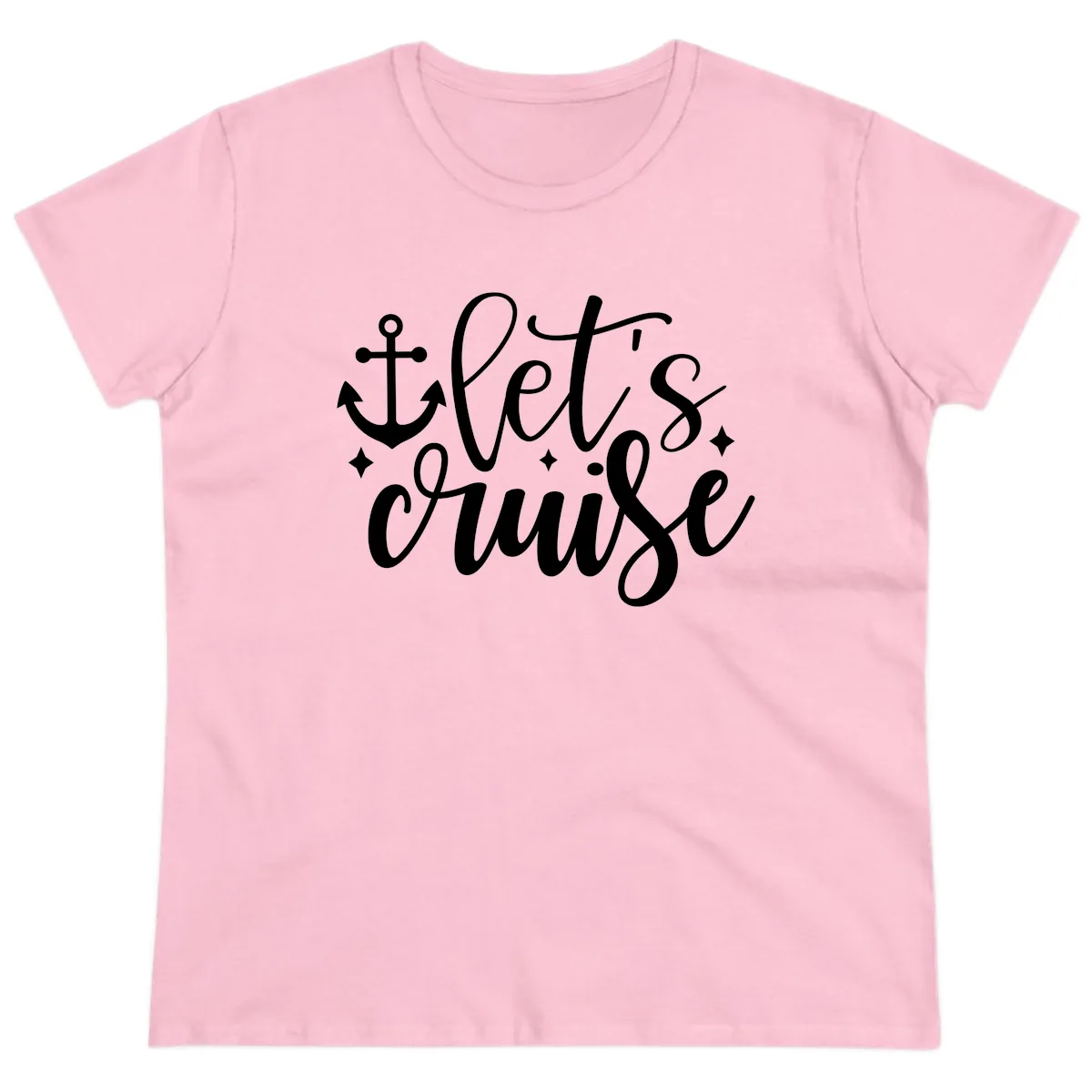 Let's Cruise Anchor Design Ladies Tee in Light Pink
