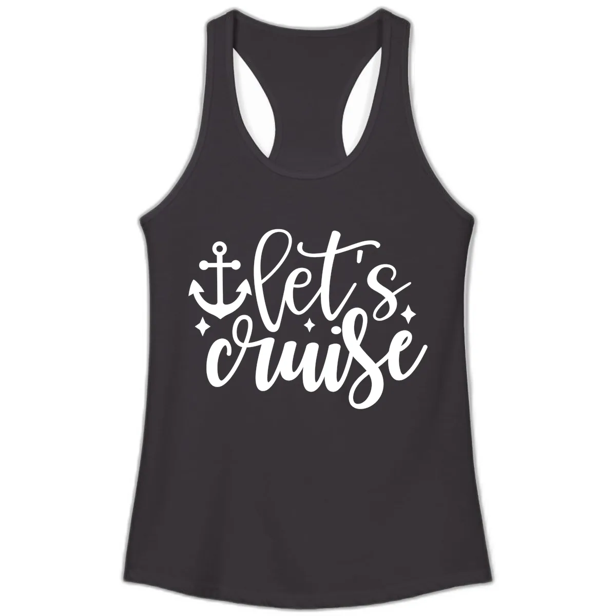 Let's Cruise Anchor Design Ladies Tank in Black