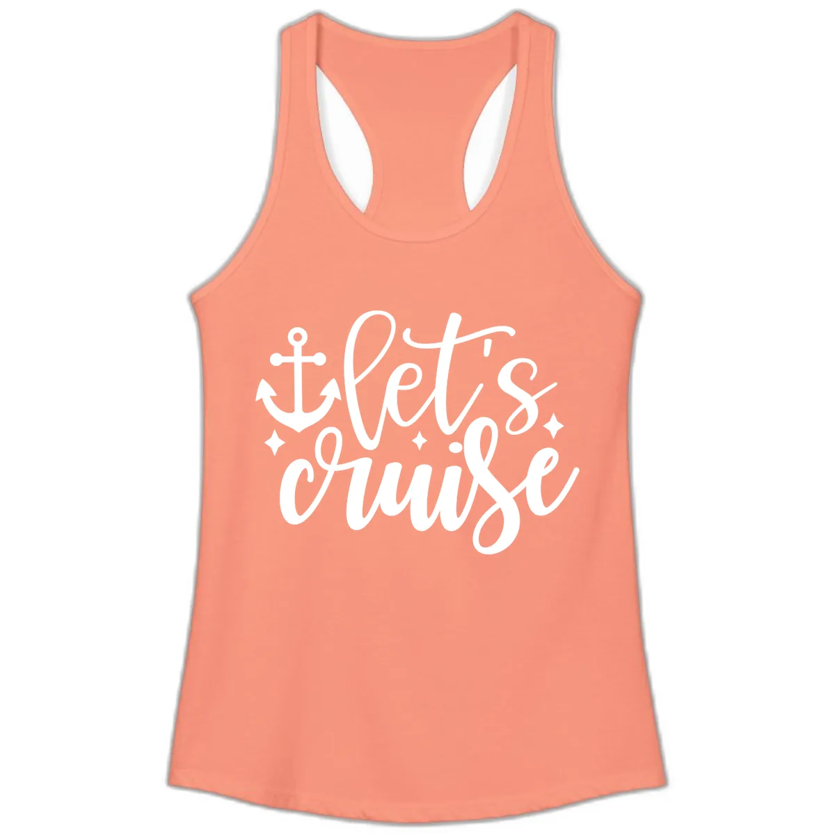 Let's Cruise Anchor Design Ladies Tank in Solid Light Orange