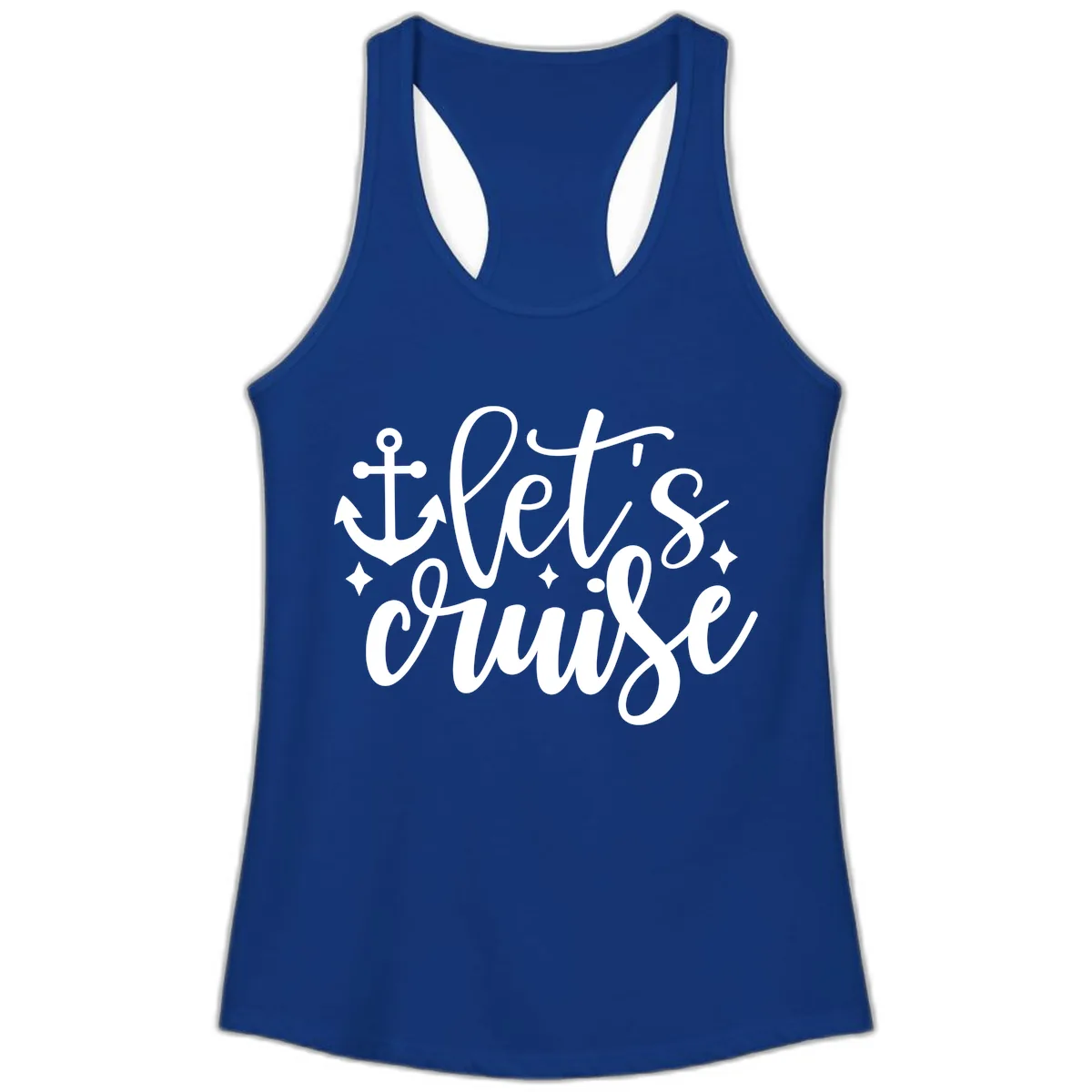 Let's Cruise Anchor Design Ladies Tank in Solid Royal