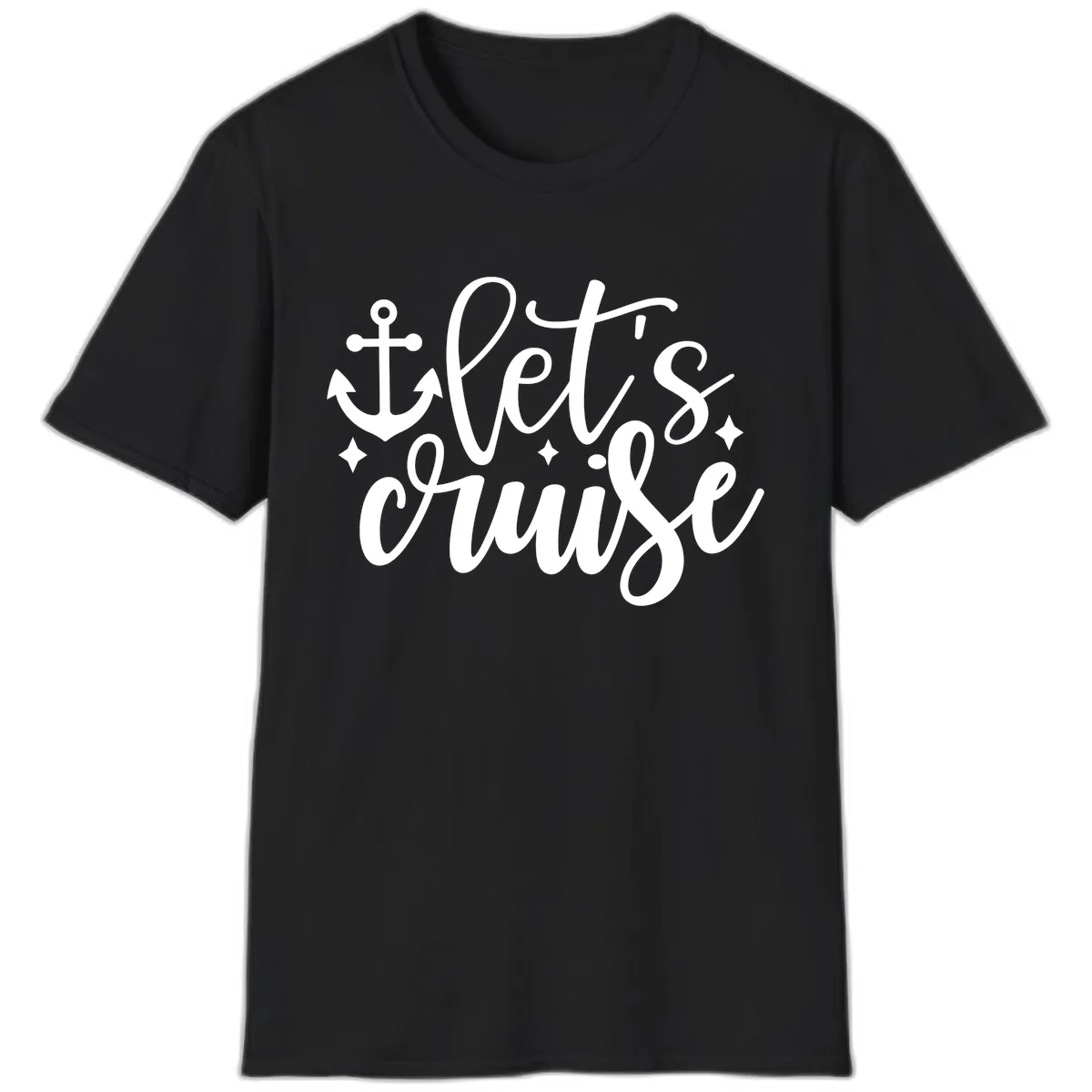 Let's Cruise Anchor Design T-Shirt in Black