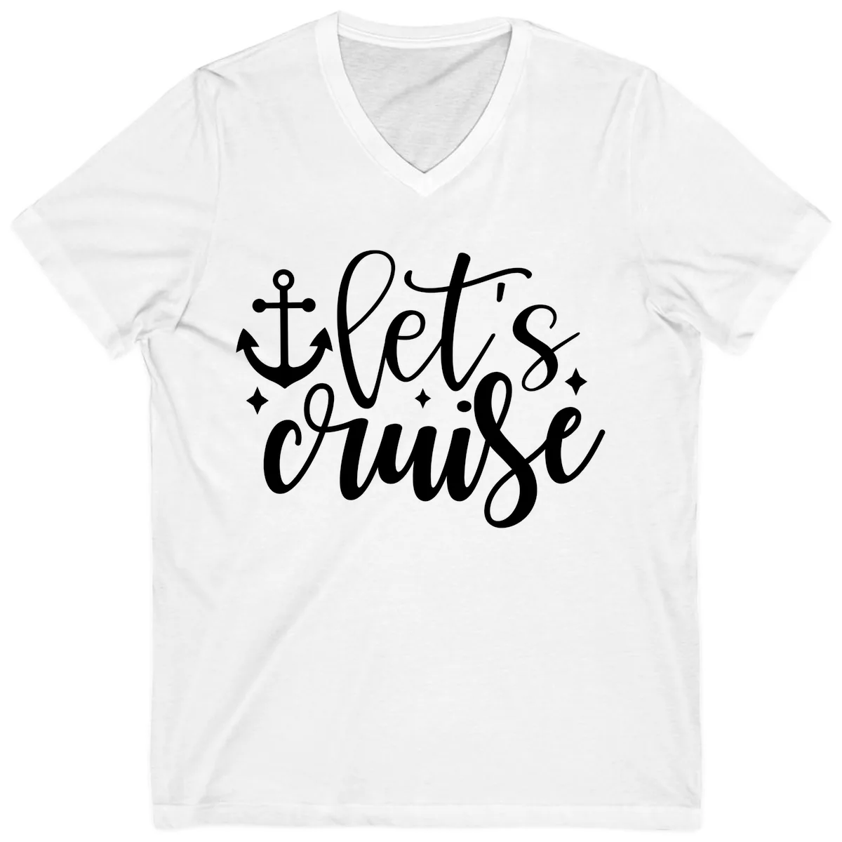 Let's Cruise Anchor Design V-Neck in White