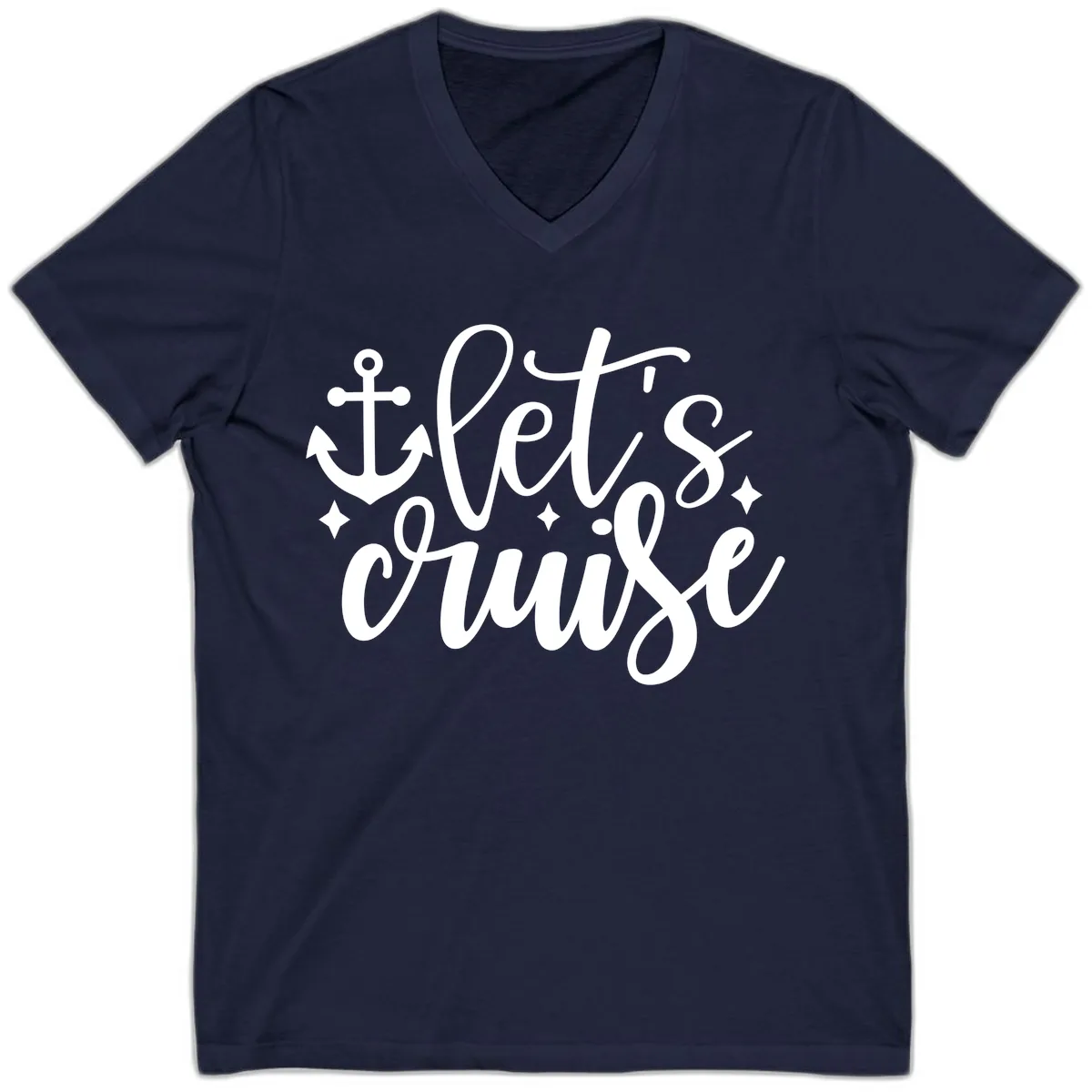 Let's Cruise Anchor Design V-Neck in Navy