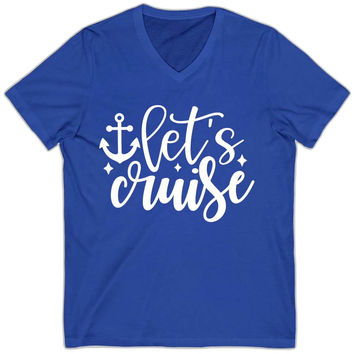 Let's Cruise Anchor Design V-Neck in True Royal