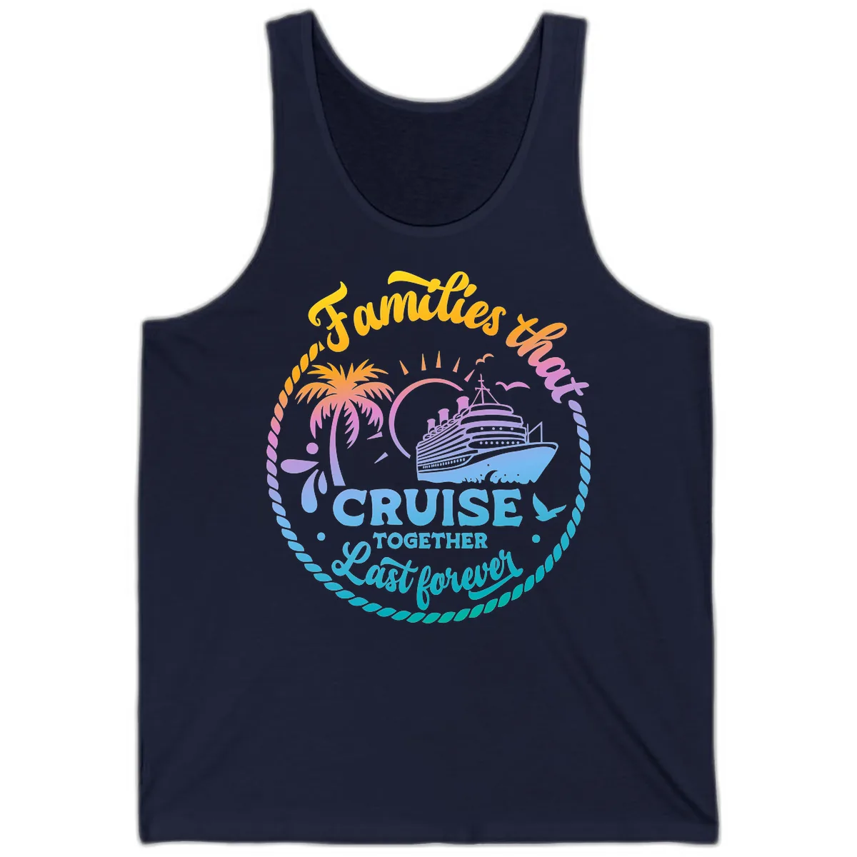 Families That Cruise Together Last Forever Tank in Navy