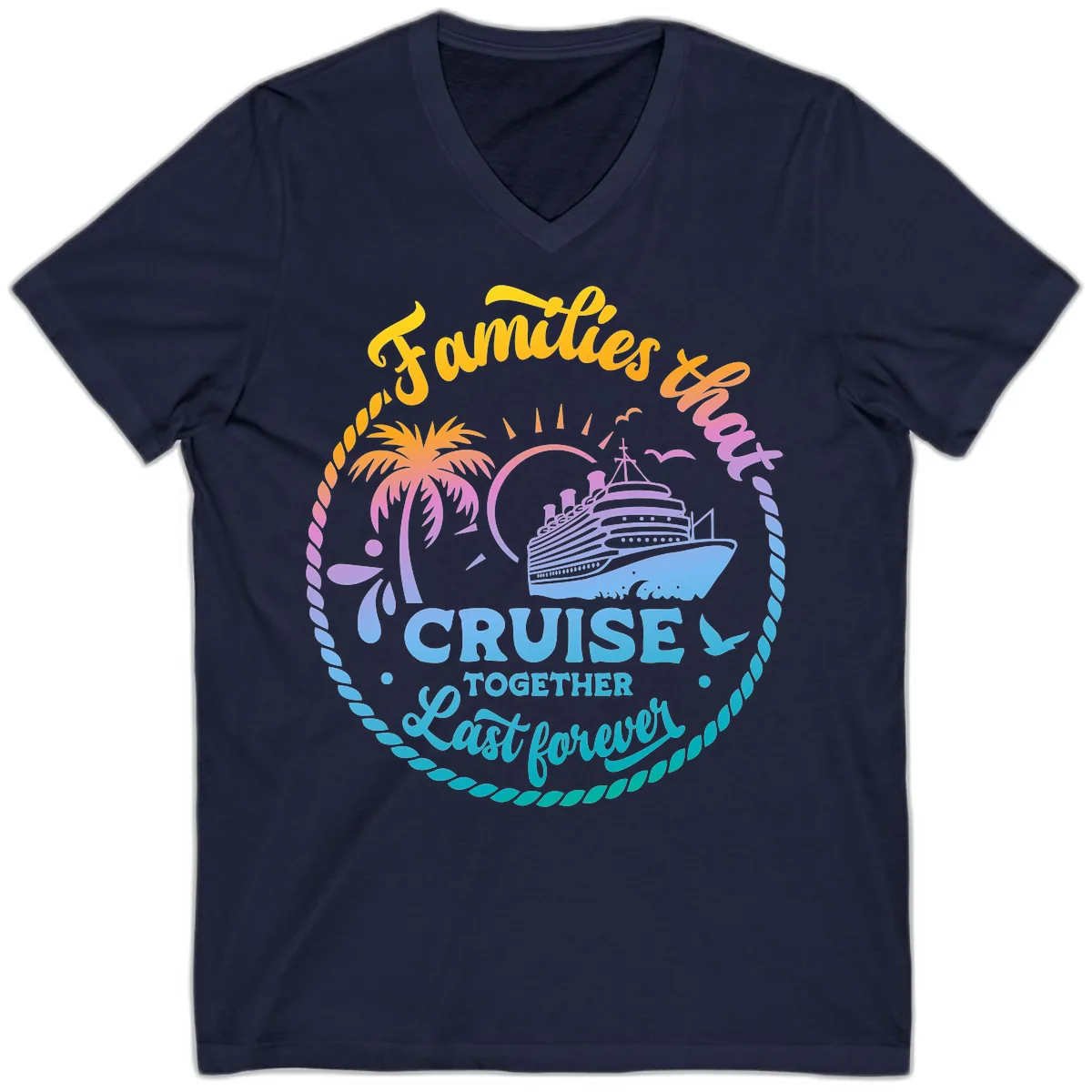 Families That Cruise Together Last Forever V-Neck in Navy