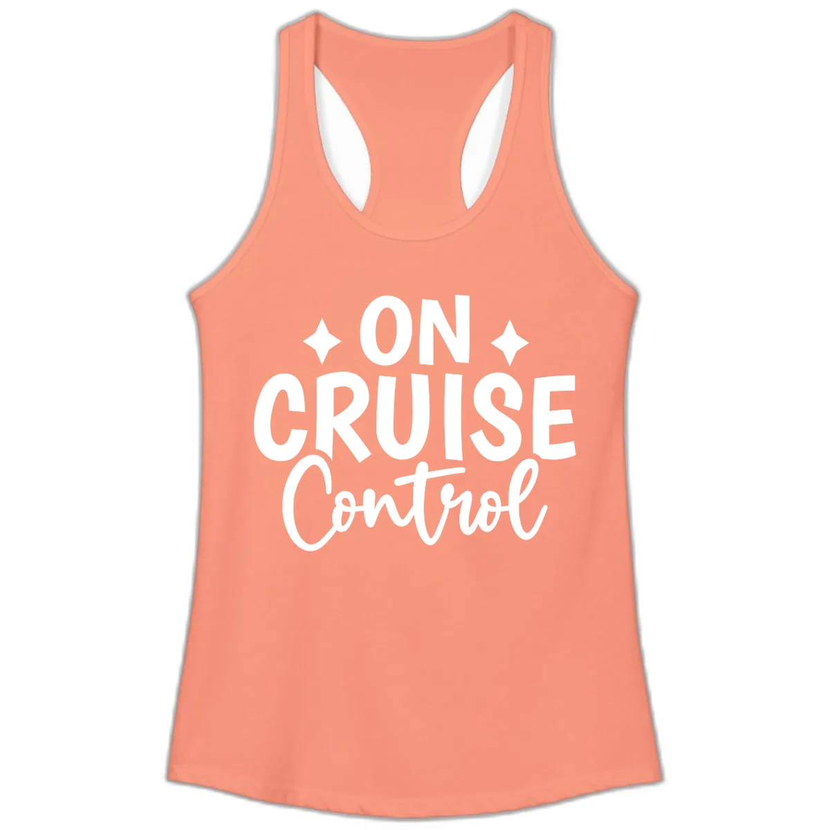 On Cruise Control Typography Design Ladies Tank in Solid Light Orange